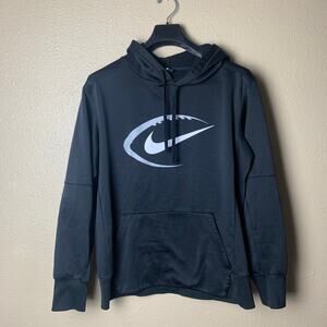 Nike Adult Size Large Dri-Fit Black Pullover Hoodie Football Emblem A47